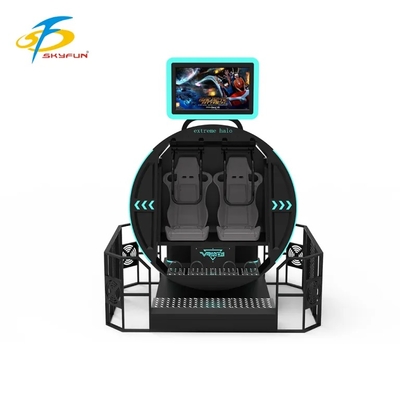 SKYFUN 360° Full-Rotation VR Motion Simulator Ride. Uma imersiva cadeira de realidade virtual com plataforma dinâmica, conteúdo de jogo AR/VR, fones de ouvido 4K, rastreamento de movimento, feedback háptico e suporte multiplayer.