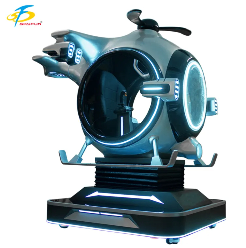 Máquina de Passeio de Helicóptero Simulador de Voo VR 9D Personalizável | Fun Fighter da SKYFUN – 1 Jogador, Mais de 55 Jogos, Joystick Thrustmaster, Headset DPVR, Uso em Shoppings e Arcades