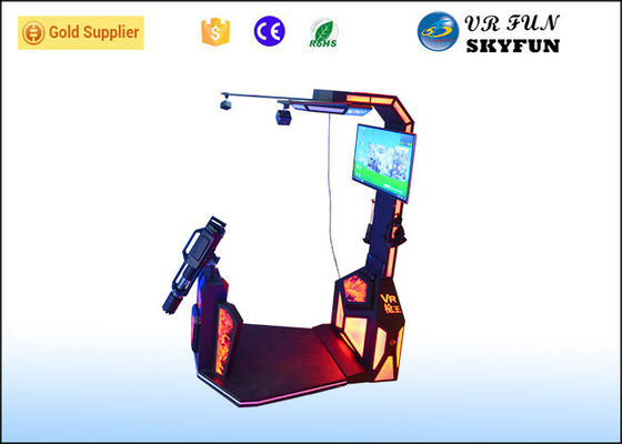 HTC preto/vermelho Vive Flight Simulator, arma que dispara no simulador virtual do jogo