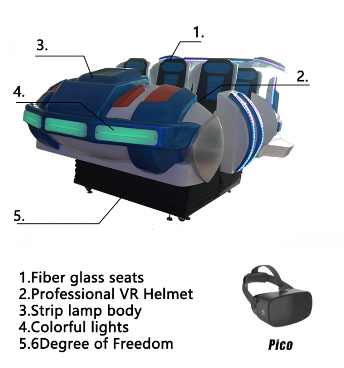 Máquina da realidade virtual do vr dos assentos 6seats 9d theater+6seats 9d do fornecedor do ouro multi